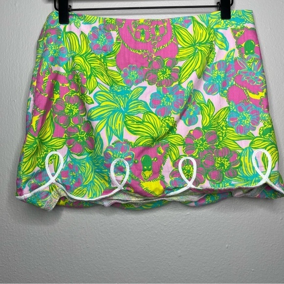 Lilly Pulitzer‎ Originals Women Skirt Tate Green Pink Floral Paradise Koala Bear - Picture 1 of 9